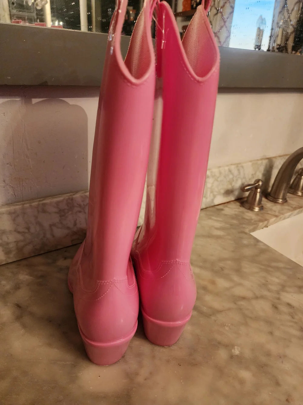 Women's Barbie Pink Rain Cowboy Boots